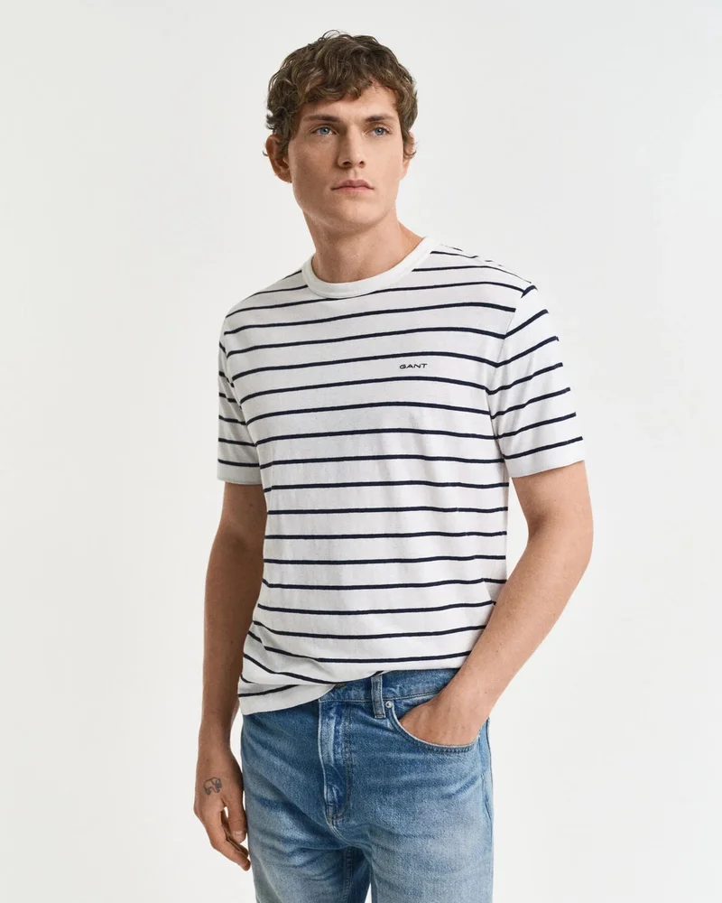 GANT Striped Cotton Linen T-Shirt
